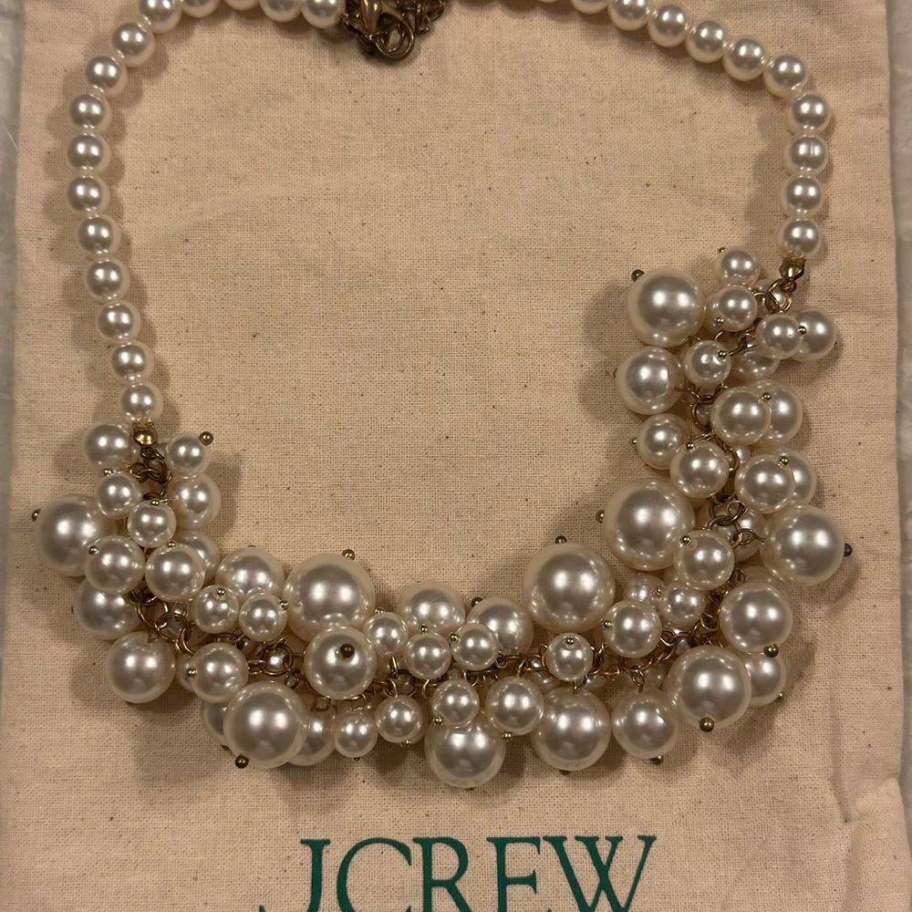 J. Crew White and Gold Cluster Necklace